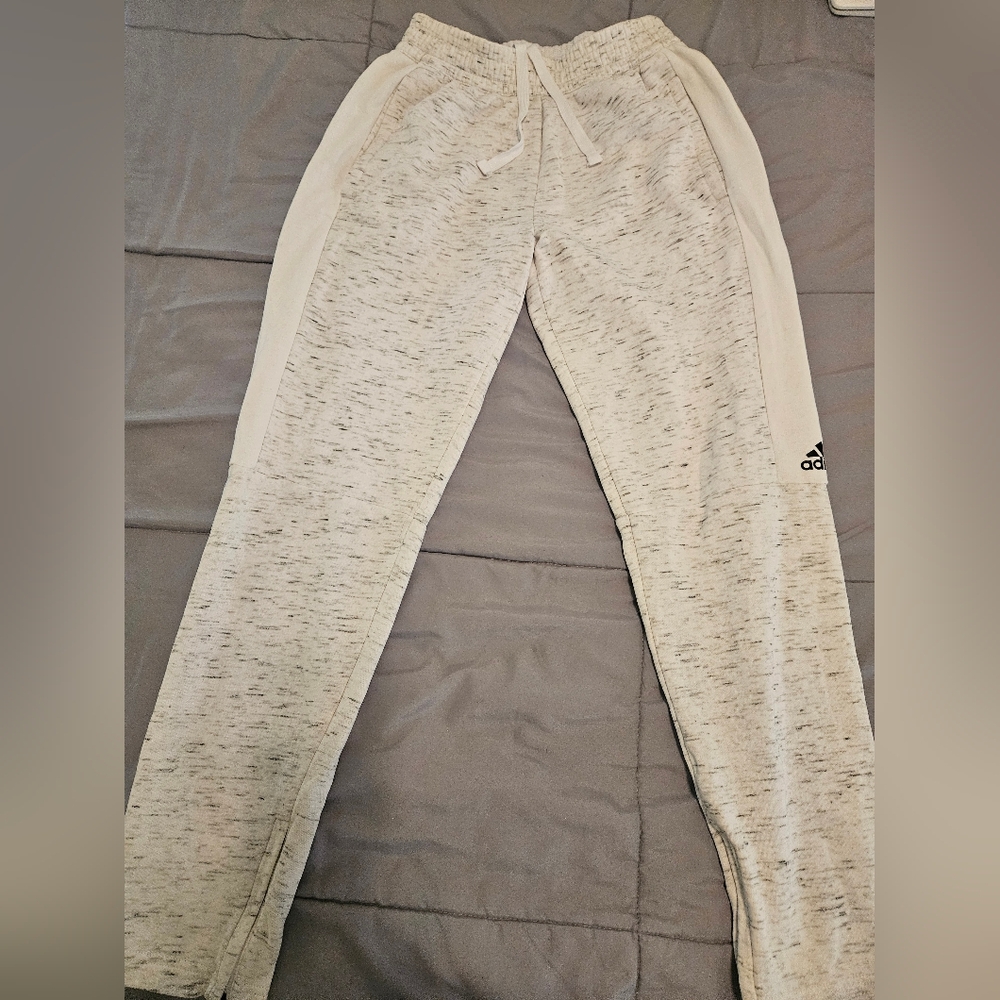Adidas White And Gray Joggers